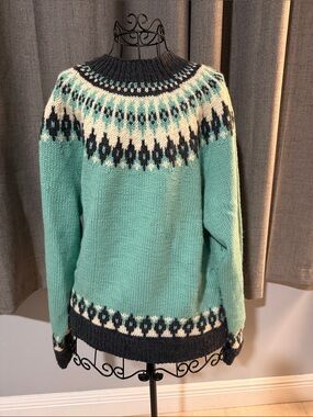 Vintage J. Crew Mint Green Wool Adirondack Sweater